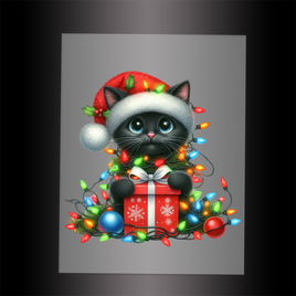 (DTF-XA248) CHRISTMAS KITTEN LIGHTS - Garment Transfer