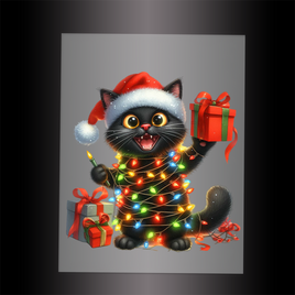 (DTF-XA259) CHRISTMAS KITTEN LIGHTS - Garment Transfer