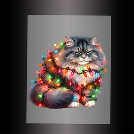 (DTF-XA262) CHRISTMAS KITTEN LIGHTS - Garment Transfer