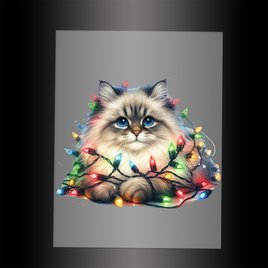 (DTF-XA264) CHRISTMAS KITTEN LIGHTS - Garment Transfer