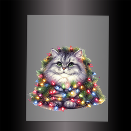 (DTF-XA265) CHRISTMAS KITTEN LIGHTS - Garment Transfer