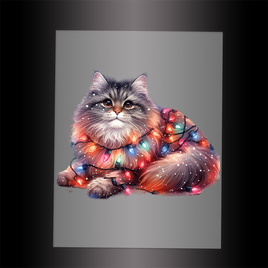 (DTF-XA266) CHRISTMAS KITTEN LIGHTS - Garment Transfer