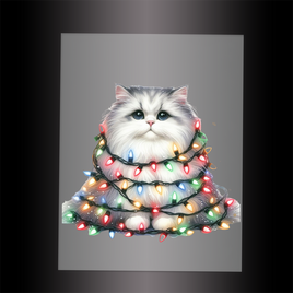 (DTF-XA267) CHRISTMAS KITTEN LIGHTS - Garment Transfer