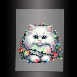 (DTF-XA271) CHRISTMAS KITTEN LIGHTS - Garment Transfer