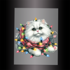 (DTF-XA273) CHRISTMAS KITTEN LIGHTS - Garment Transfer