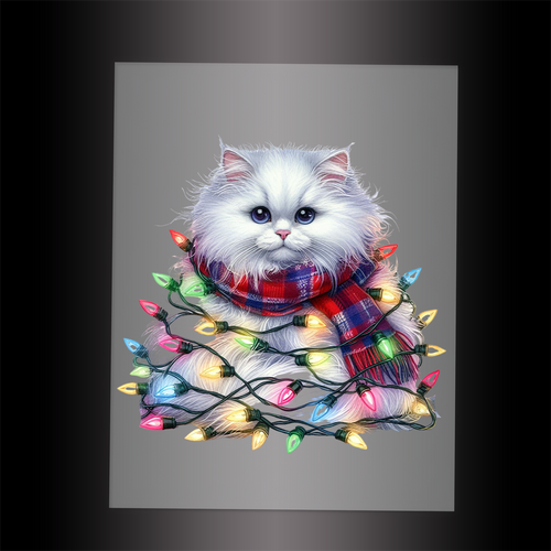 (DTF-XA275) CHRISTMAS KITTEN LIGHTS - Garment Transfer
