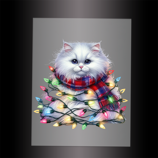 (DTF-XA275) CHRISTMAS KITTEN LIGHTS - Garment Transfer
