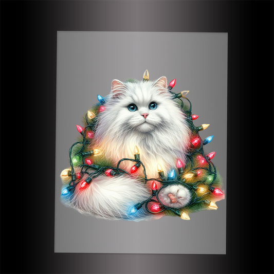 (DTF-XA277) CHRISTMAS KITTEN LIGHTS - Garment Transfer