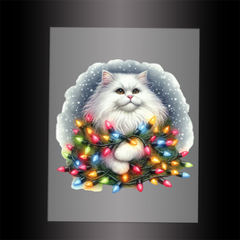 (DTF-XA279) CHRISTMAS KITTEN LIGHTS - Garment Transfer