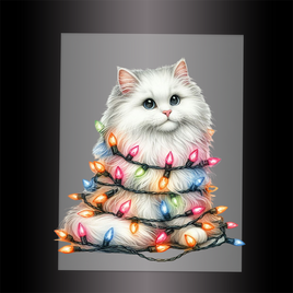 (DTF-XA280) CHRISTMAS KITTEN LIGHTS - Garment Transfer