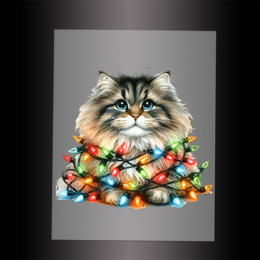 (DTF-XA288) CHRISTMAS KITTEN LIGHTS - Garment Transfer