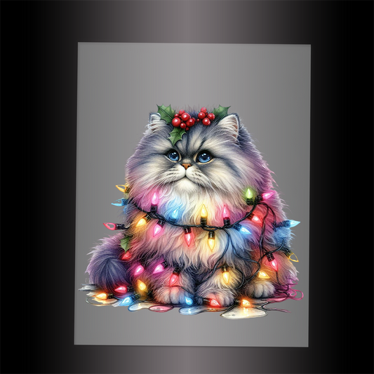 (DTF-XA290) CHRISTMAS KITTEN LIGHTS - Garment Transfer