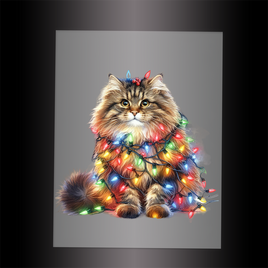 (DTF-XA291) CHRISTMAS KITTEN LIGHTS - Garment Transfer