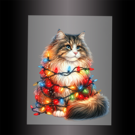 (DTF-XA292) CHRISTMAS KITTEN LIGHTS - Garment Transfer