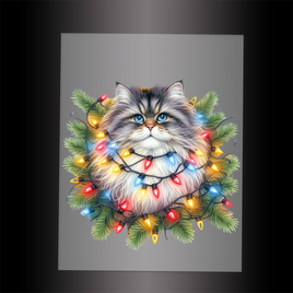 (DTF-XA294) CHRISTMAS KITTEN LIGHTS - Garment Transfer