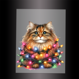 (DTF-XA295) CHRISTMAS KITTEN LIGHTS - Garment Transfer