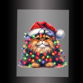 (DTF-XA296) CHRISTMAS KITTEN LIGHTS - Garment Transfer