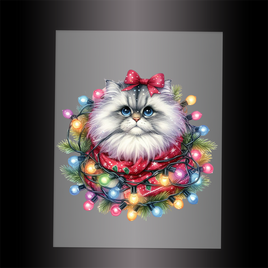 (DTF-XA298) CHRISTMAS KITTEN LIGHTS - Garment Transfer