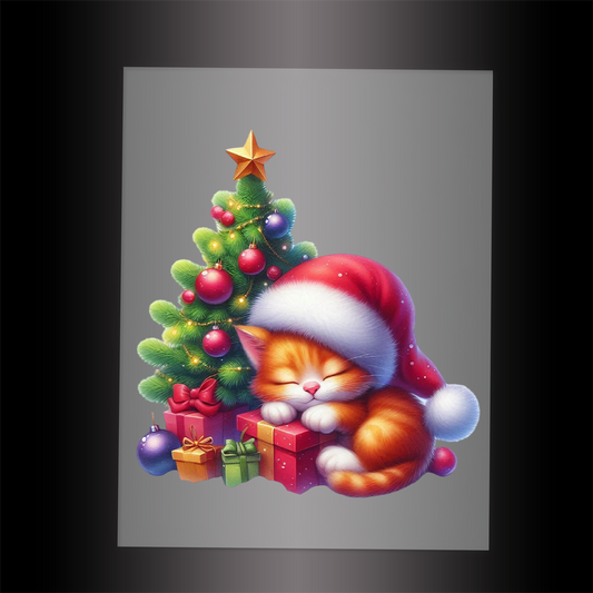 (DTF-XA337) CHRISTMAS KITTEN - Garment Transfer