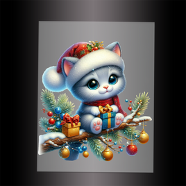 (DTF-XA341) CHRISTMAS KITTEN - Garment Transfer