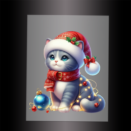 (DTF-XA342) CHRISTMAS KITTEN - Garment Transfer