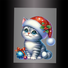 (DTF-XA347) CHRISTMAS KITTEN - Garment Transfer