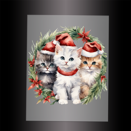 (DTF-XA354) CHRISTMAS KITTEN - Garment Transfer