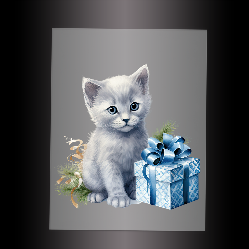 (DTF-XA387) CHRISTMAS KITTEN - Garment Transfer