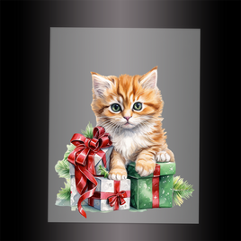 (DTF-XA429) CHRISTMAS KITTEN - Garment Transfer