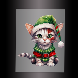 (DTF-XA447) CHRISTMAS KITTEN - Garment Transfer