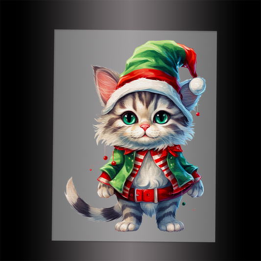 (DTF-XA448) CHRISTMAS KITTEN - Garment Transfer