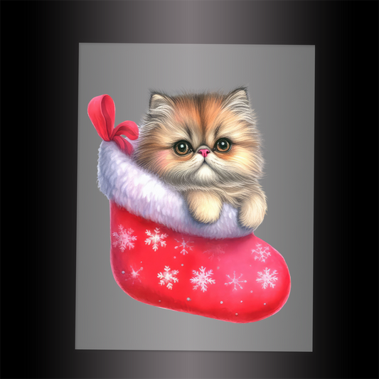 (DTF-XA452) KITTEN CHRISTMAS STOCKING - Garment Transfer