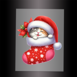 (DTF-XA458) KITTEN CHRISTMAS STOCKING - Garment Transfer