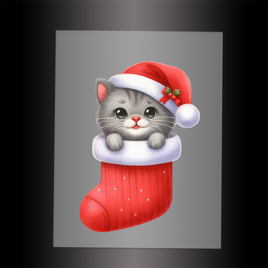 (DTF-XA459) KITTEN CHRISTMAS STOCKING - Garment Transfer