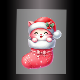 (DTF-XA460) KITTEN CHRISTMAS STOCKING - Garment Transfer