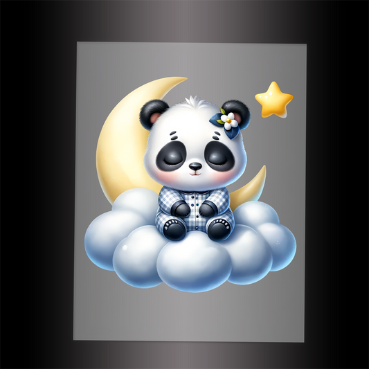 (DTF-1010) PANDA IN PJ'S SLEEPING ON A CLOUD - Garment Transfer