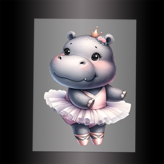 (DTF-10127) BALLERINA HIPPO - Garment Transfer