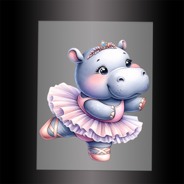 (DTF-10128) BALLERINA HIPPO - Garment Transfer