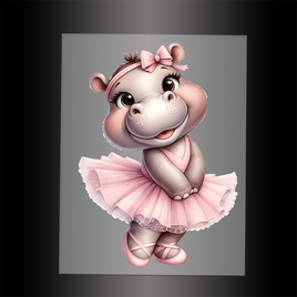 (DTF-10129) BALLERINA HIPPO - Garment Transfer