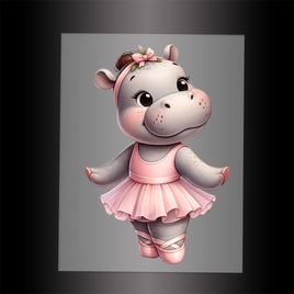 (DTF-10130) BALLERINA HIPPO - Garment Transfer