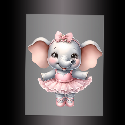 (DTF-10135) BALLERINA ELEPHANT - Garment Transfer