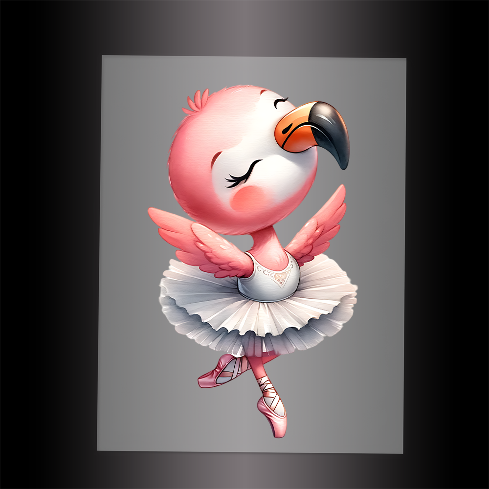 (DTF-10136) BALLERINA FLAMINGO - Garment Transfer