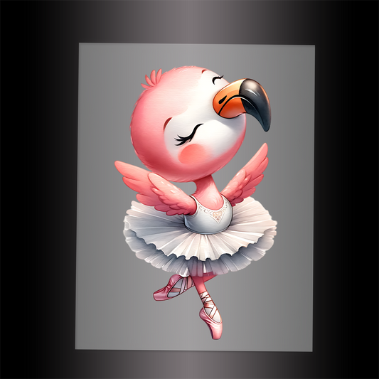 (DTF-10136) BALLERINA FLAMINGO - Garment Transfer