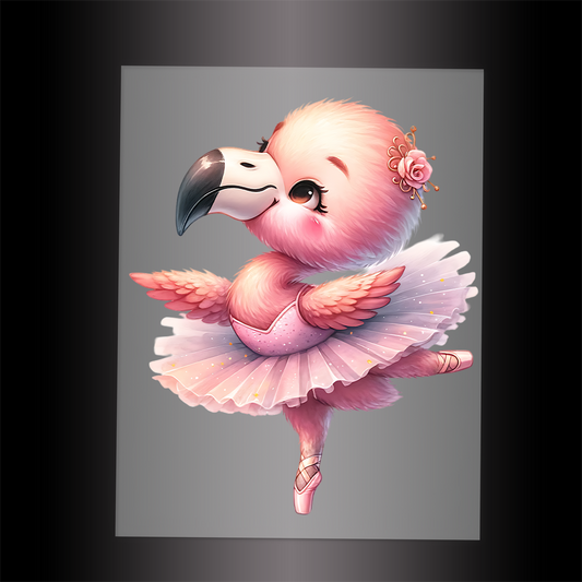 (DTF-10137) BALLERINA FLAMINGO - Garment Transfer