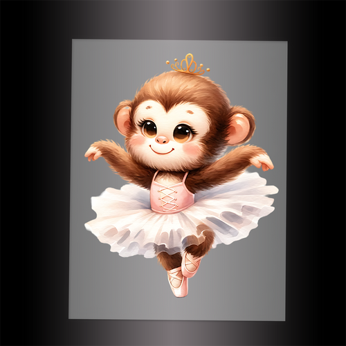 (DTF-10145) BALLERINA MONKEY - Garment Transfer