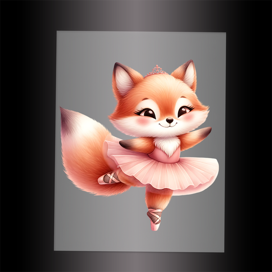(DTF-10158) BALLERINA FOX - Garment Transfer