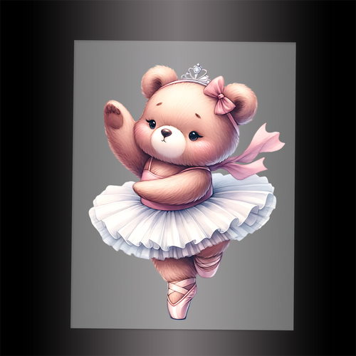 (DTF-10159) BALLERINA BEAR - Garment Transfer