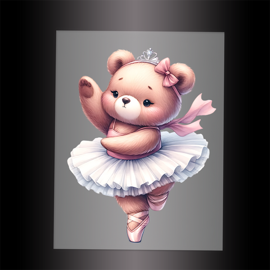 (DTF-10159) BALLERINA BEAR - Garment Transfer