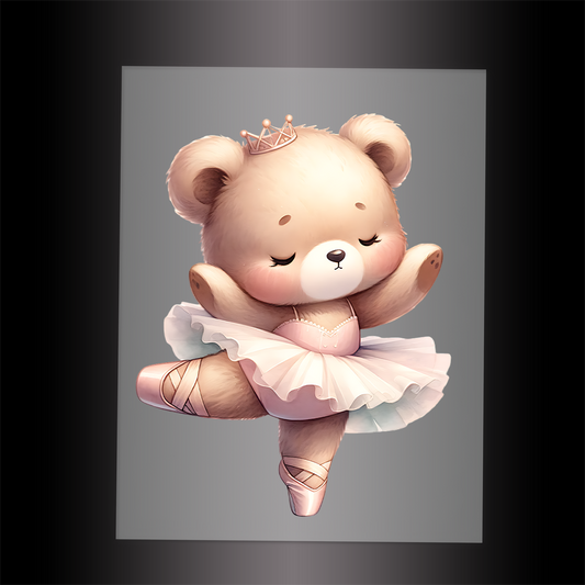 (DTF-10160) BALLERINA BEAR - Garment Transfer
