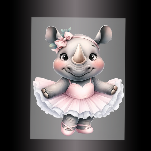 (DTF-10161) BALLERINA RHINO - Garment Transfer